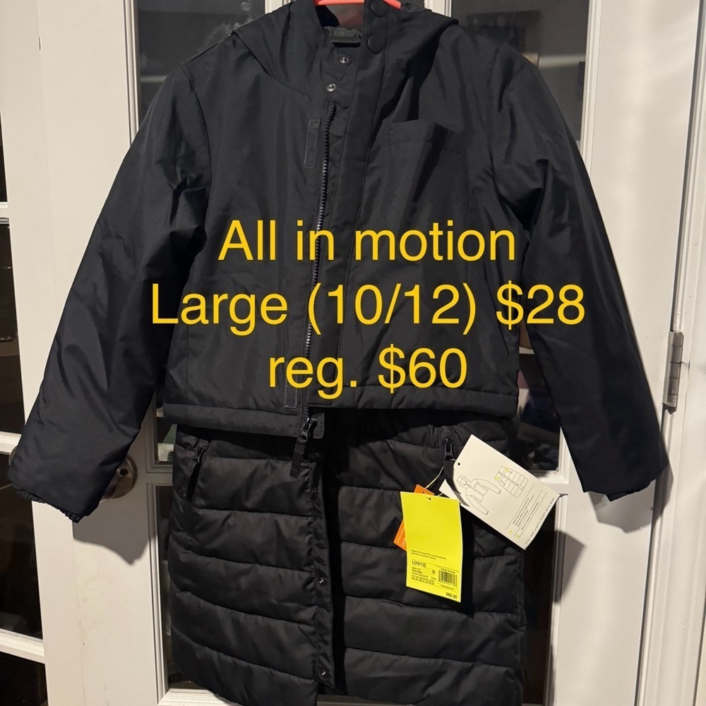 Size Large (10-12) All in Motion Black Puffer Jacket